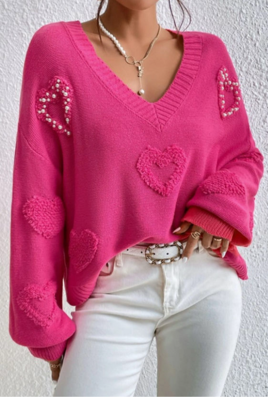 Pink heart sweater