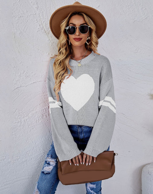 White heart grey sweater