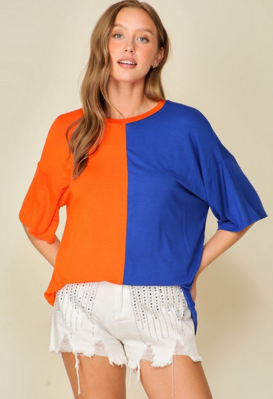 Orange/Blue loose tee