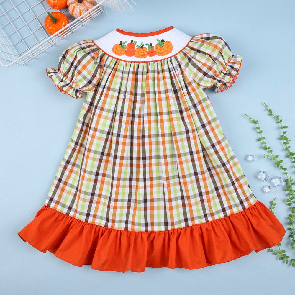 Pumpkins handed smocked dress