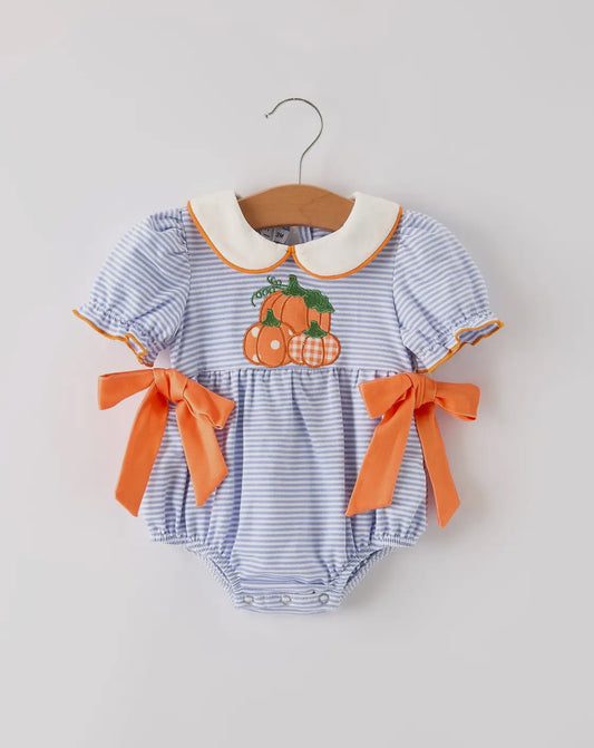 Pumpkin bows girl romper