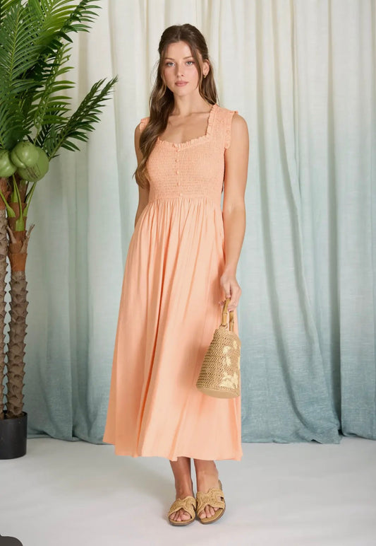 Orange midi dress