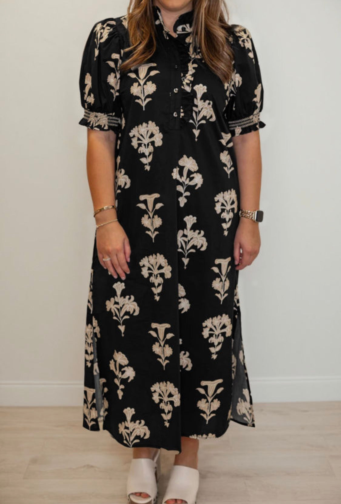 Black floral maxi dress