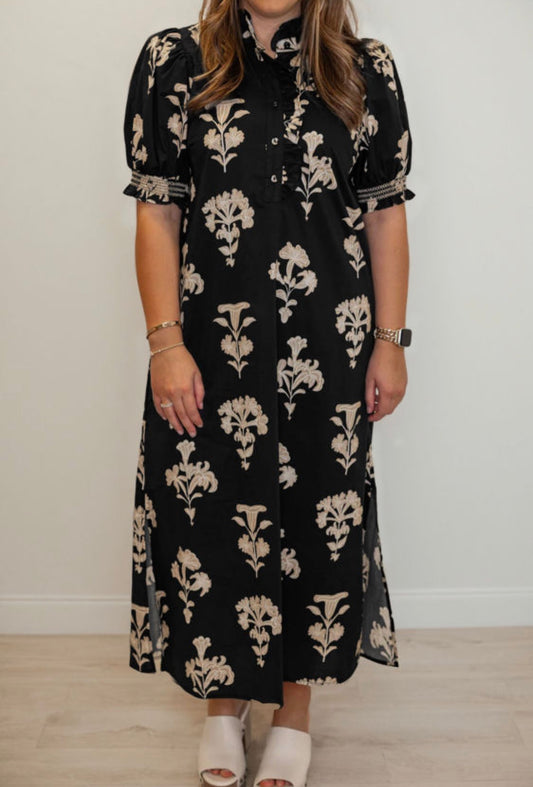 Black floral maxi dress