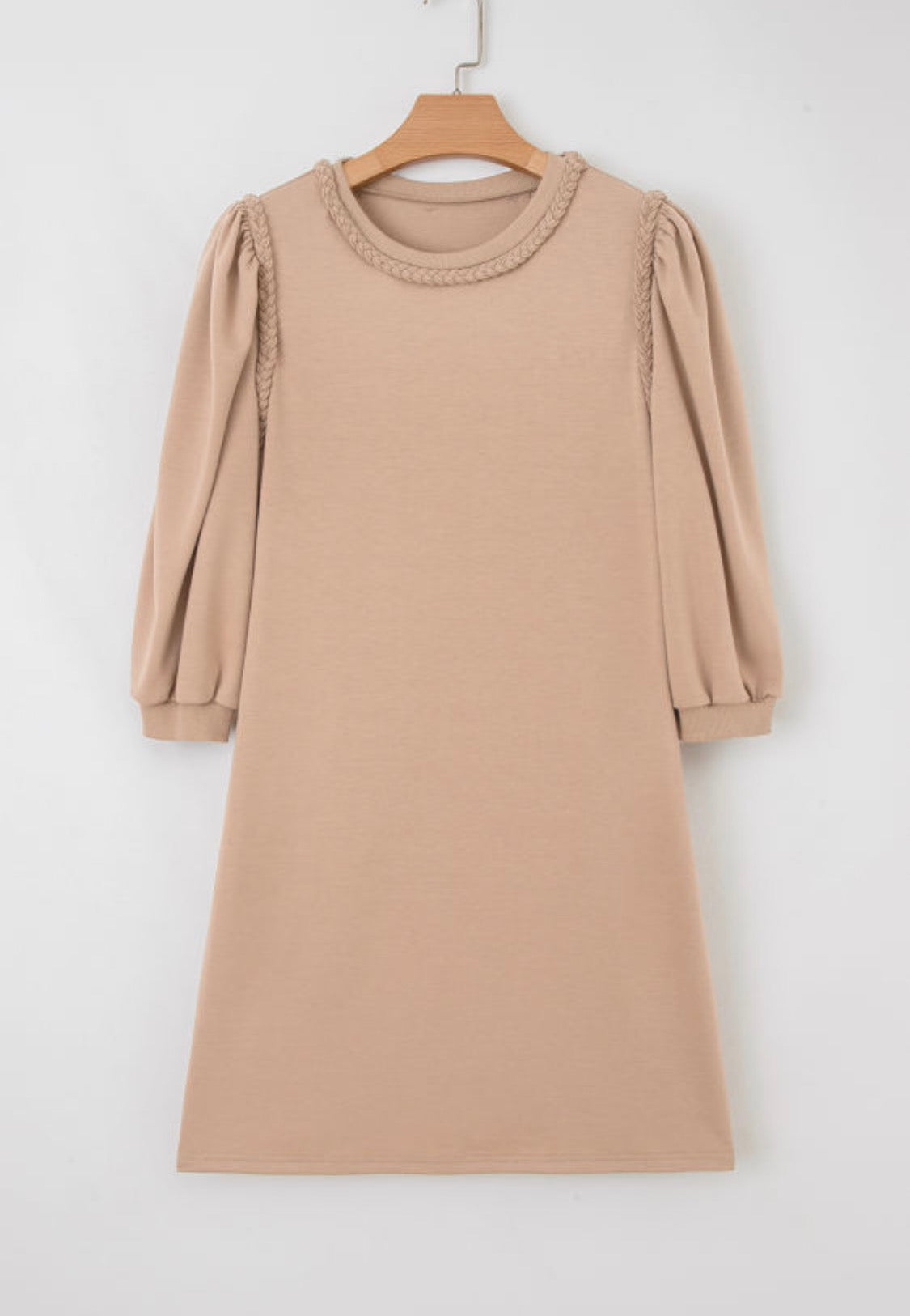 Light beige braided trim dress