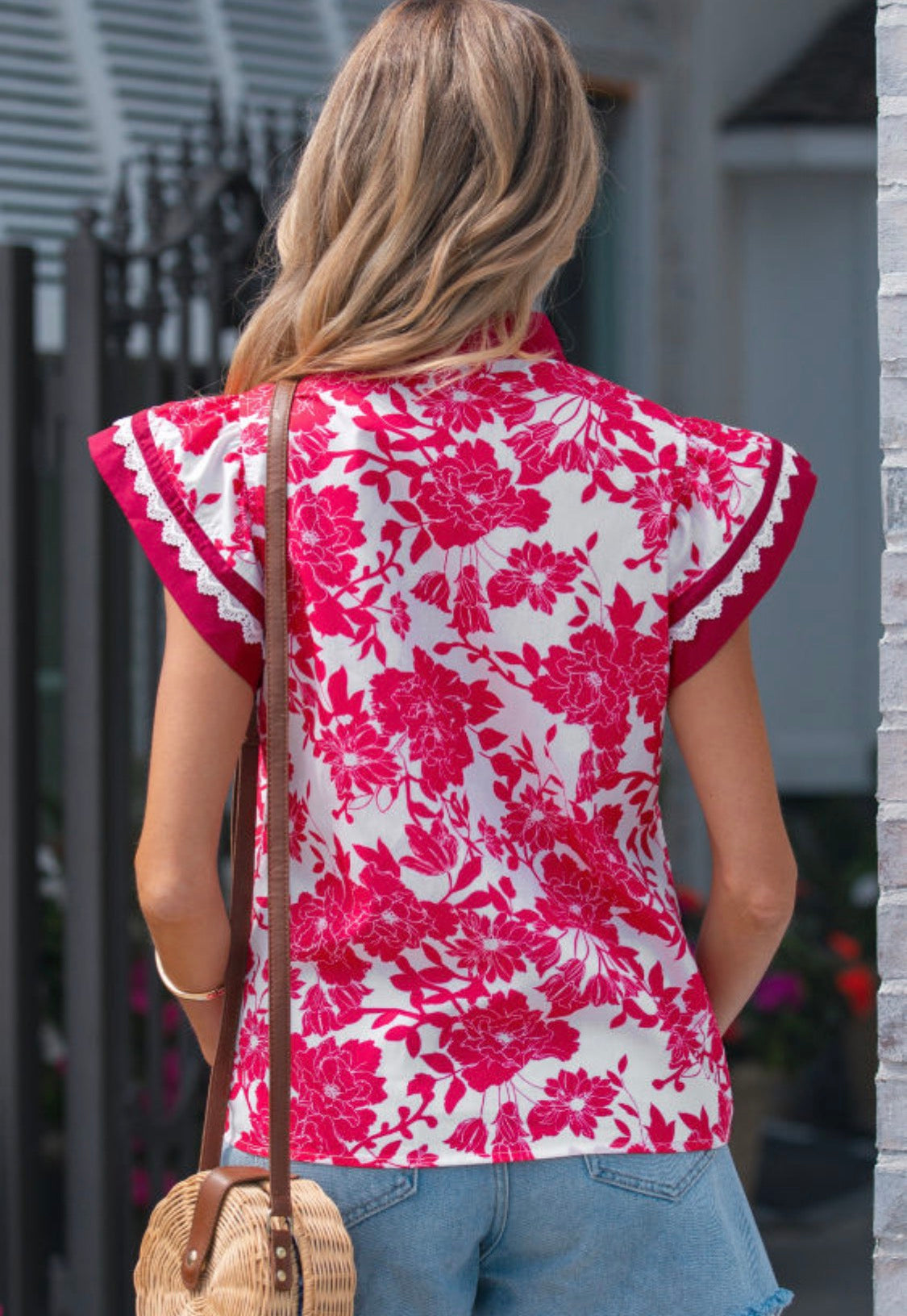 Red floral top