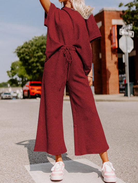 Maroon texture long pant set