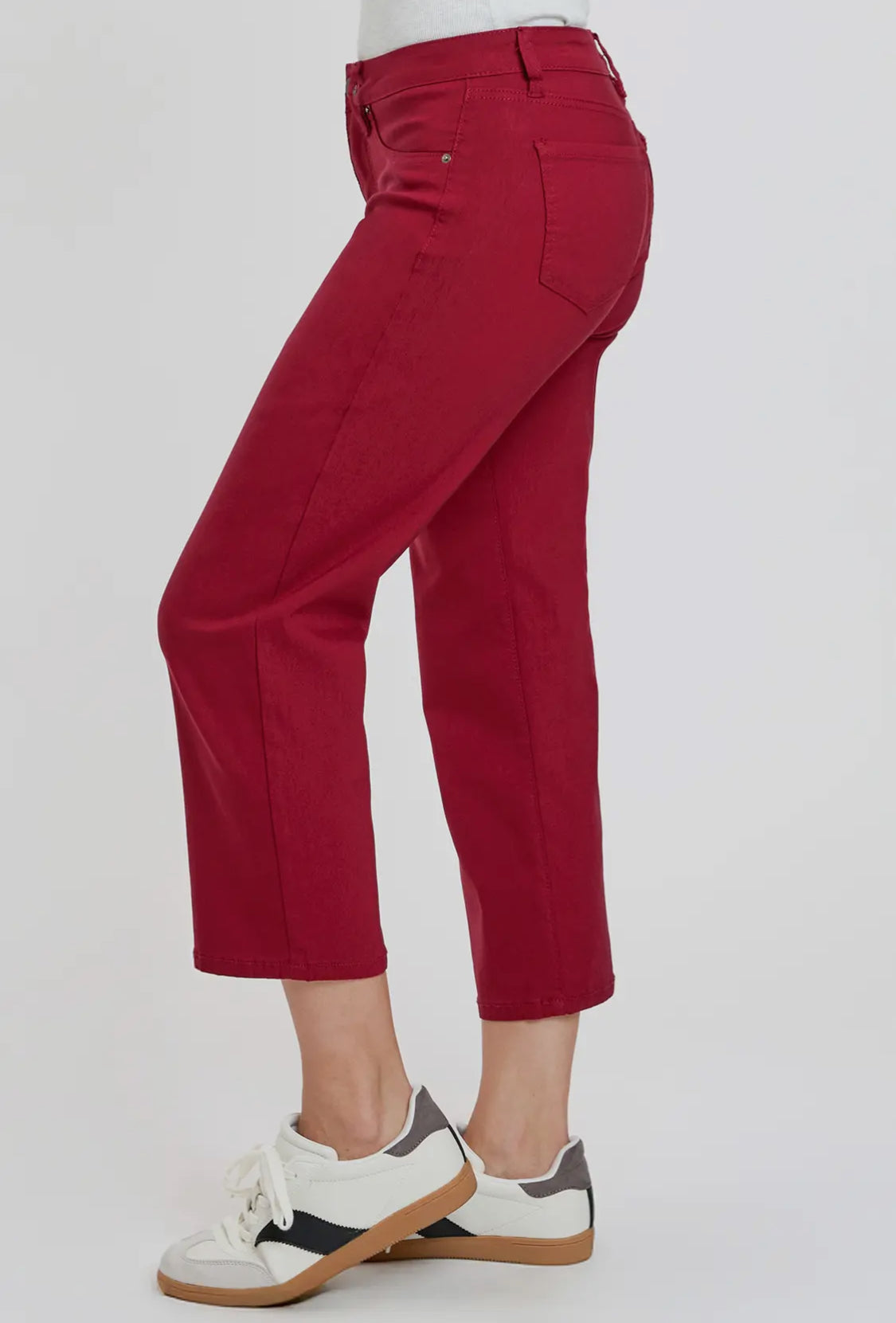 Red wide leg crop pant
