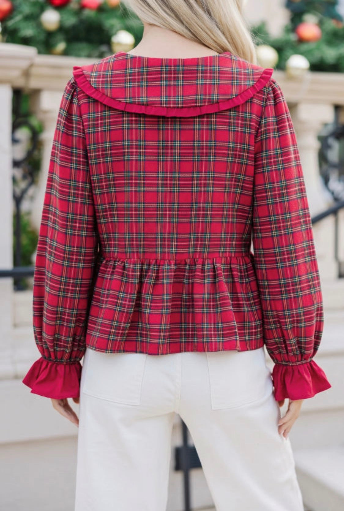 Red plaid top