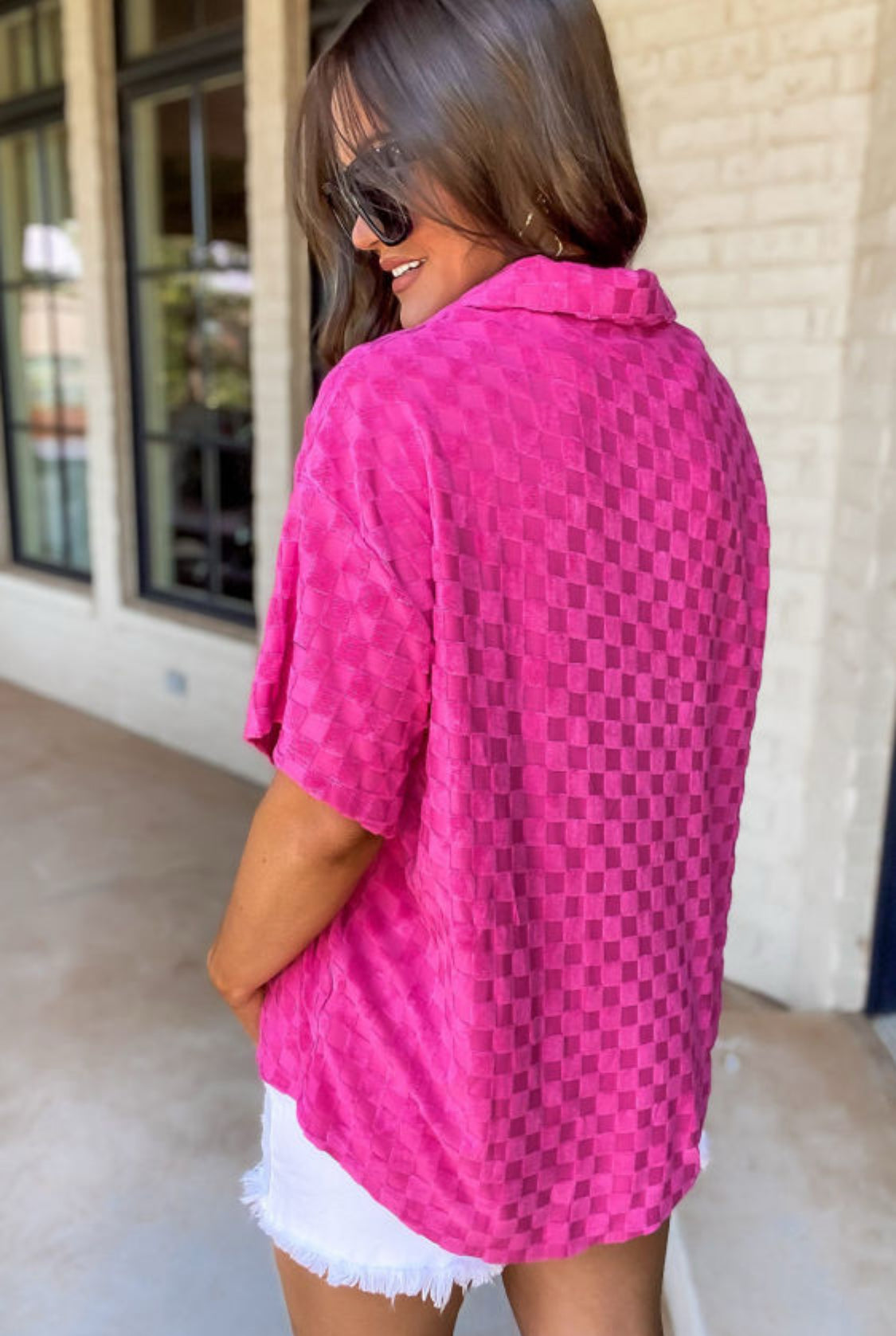 Bright pink texture top