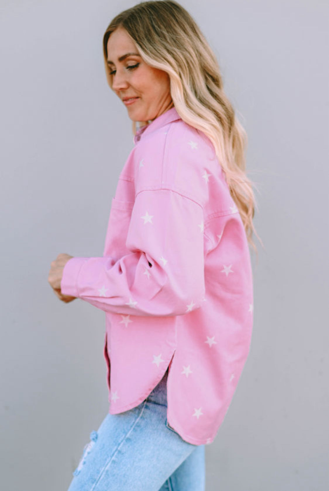 Pink denim jacket