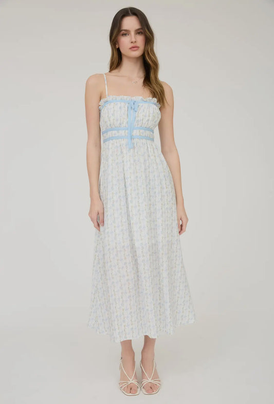 Bow pattern midi dress