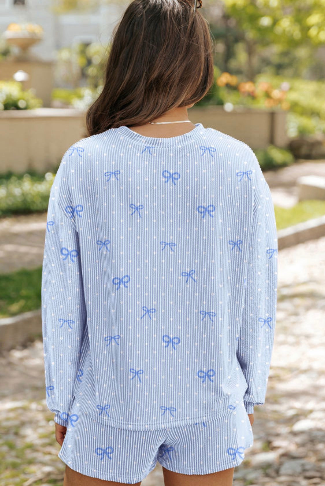 Blue bow print set