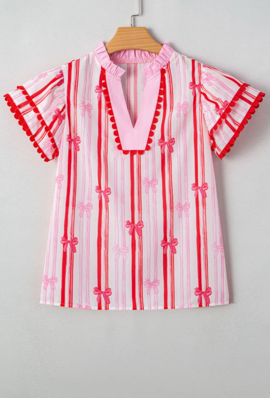 Pink ric rac ruffle top