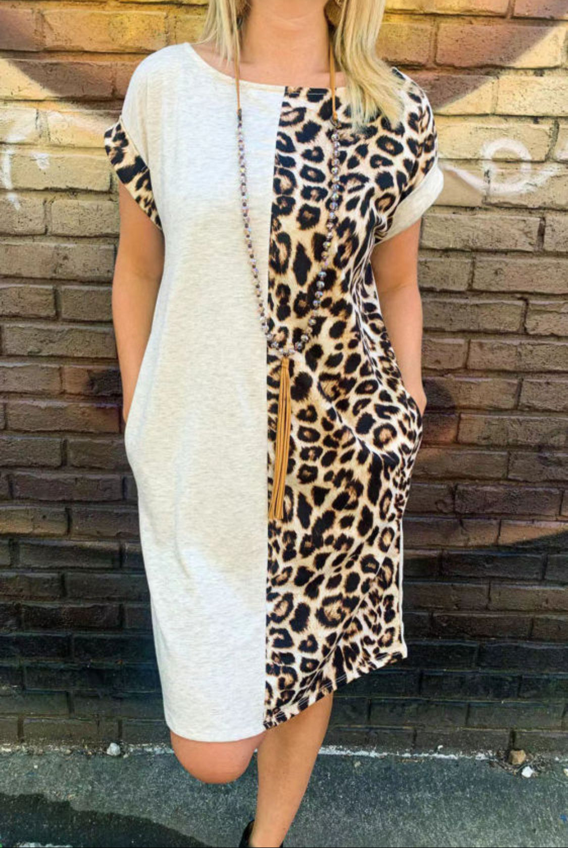 Gray leopard dress