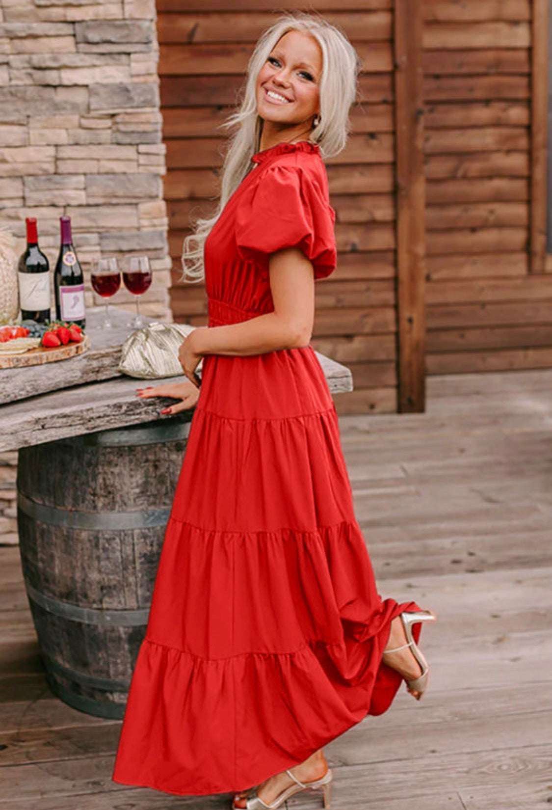 Red maxi dress