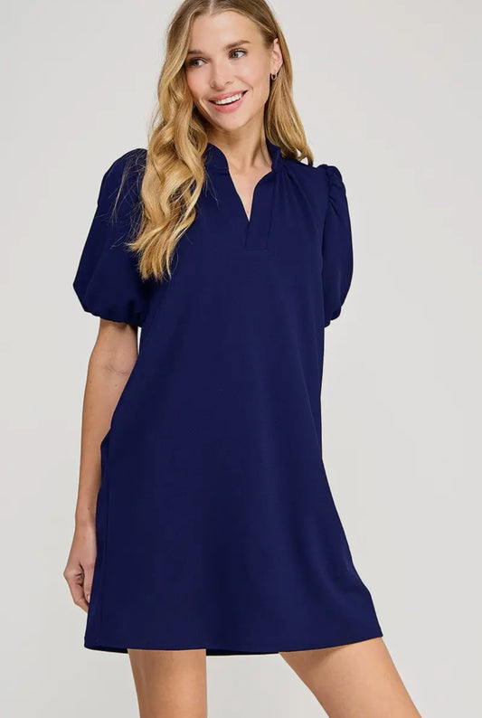 Navy collared dress