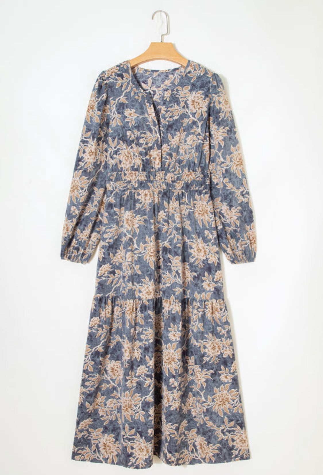 Blue gray floral dress