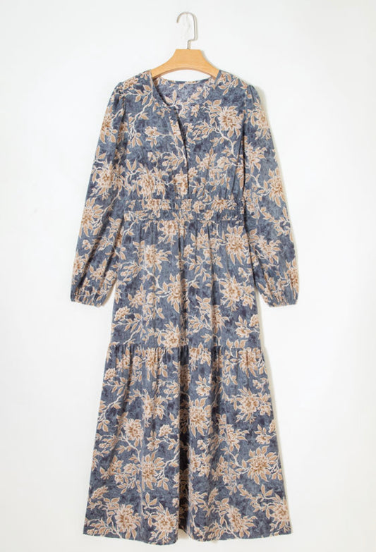 Blue gray floral dress