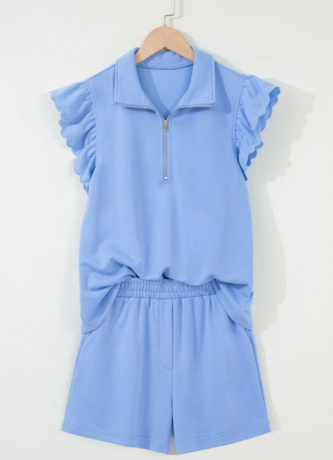 Blue ruffle short set