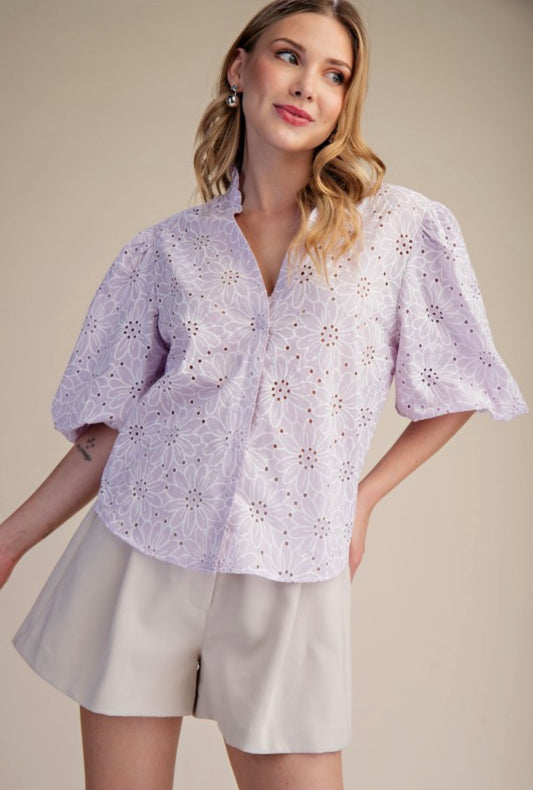 Lavender puff sleeve blouse