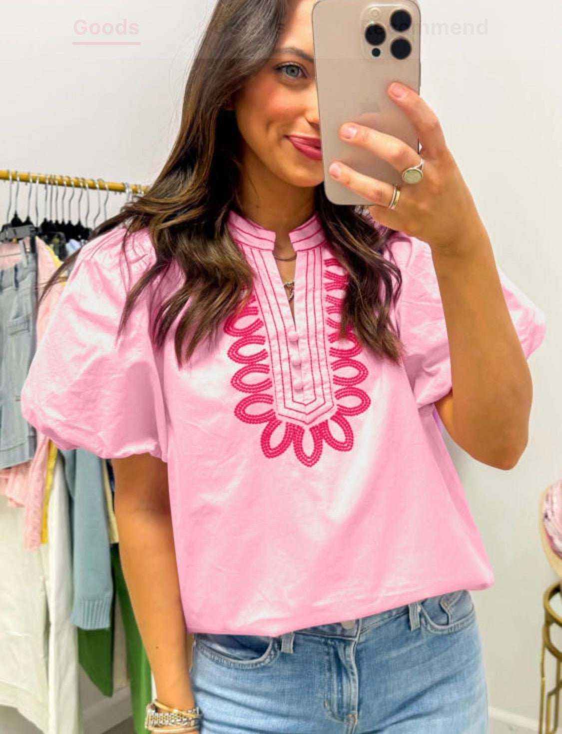 Pink embroidery top