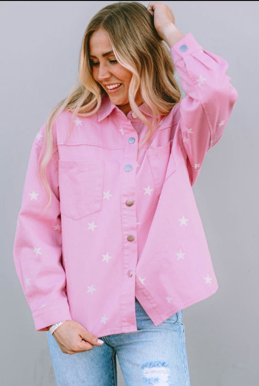 Pink denim jacket