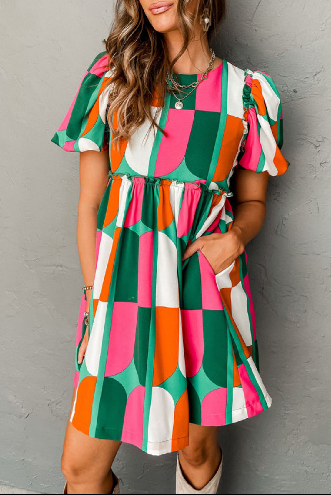 Green Abstract print dress