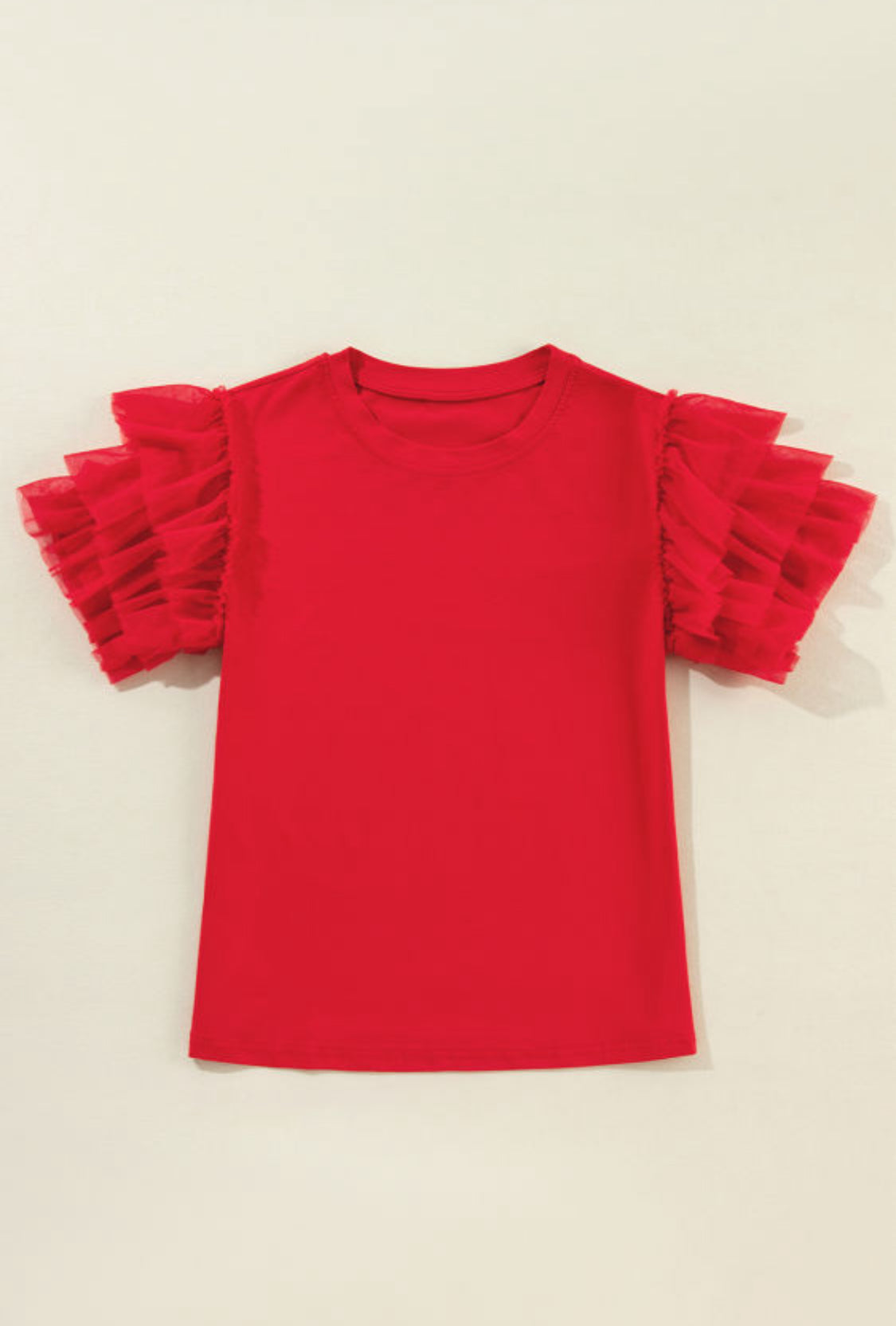 Red ruffle sleeve top