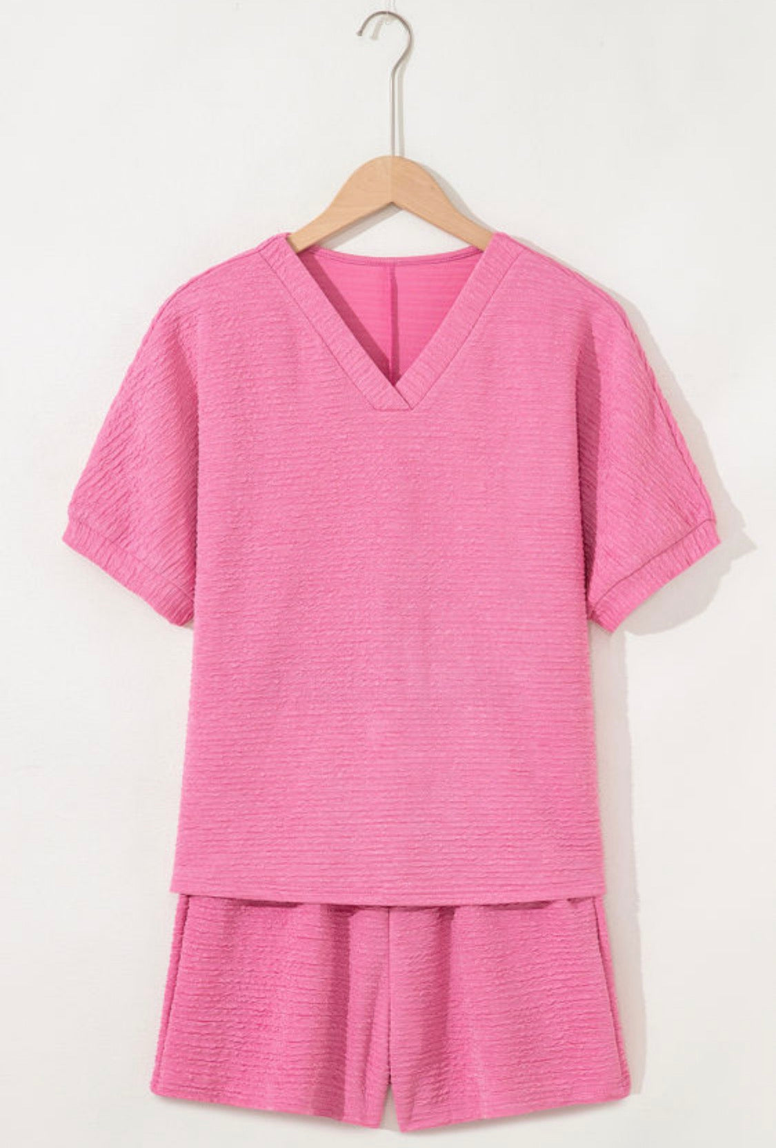 Pink textured short set