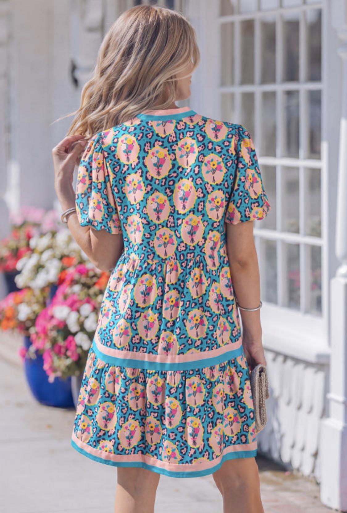 Pink leopard floral dress
