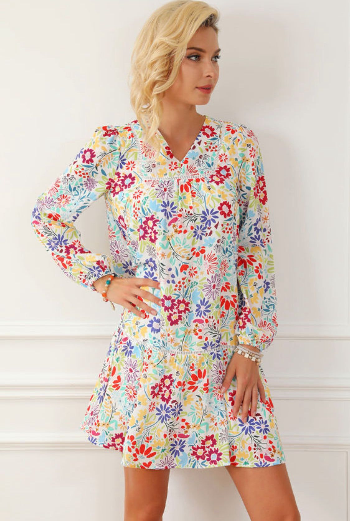 Floral long sleeve dress