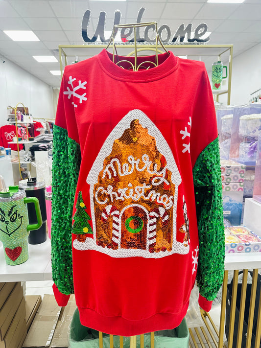 Sequin Gingerbread house top