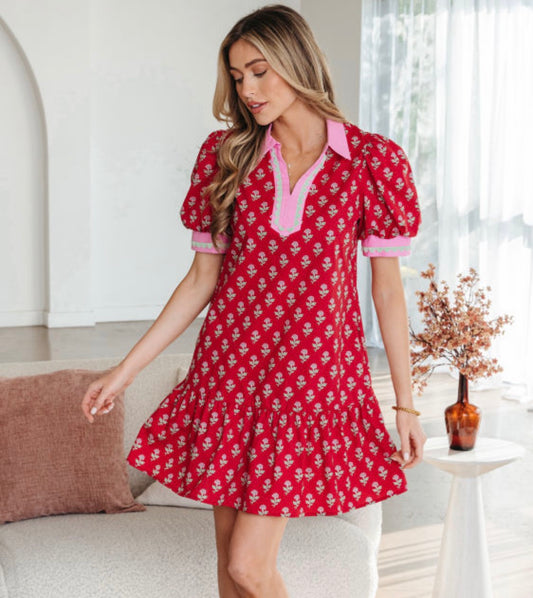 Red floral dress