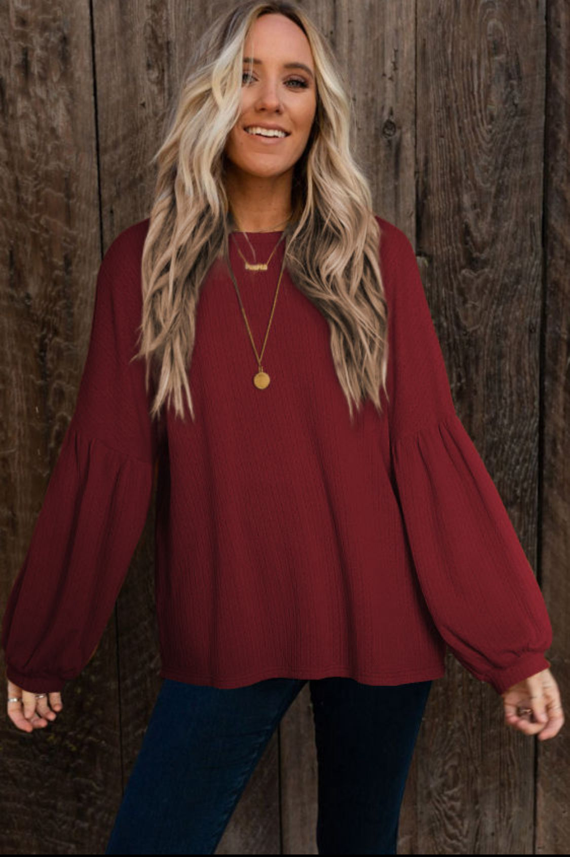 Wine long sleeve top