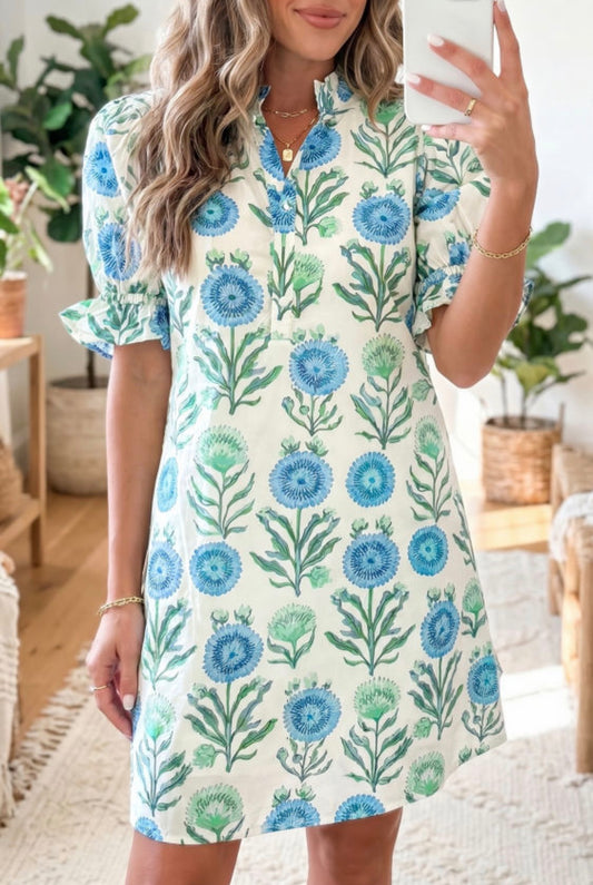 Blue floral dress
