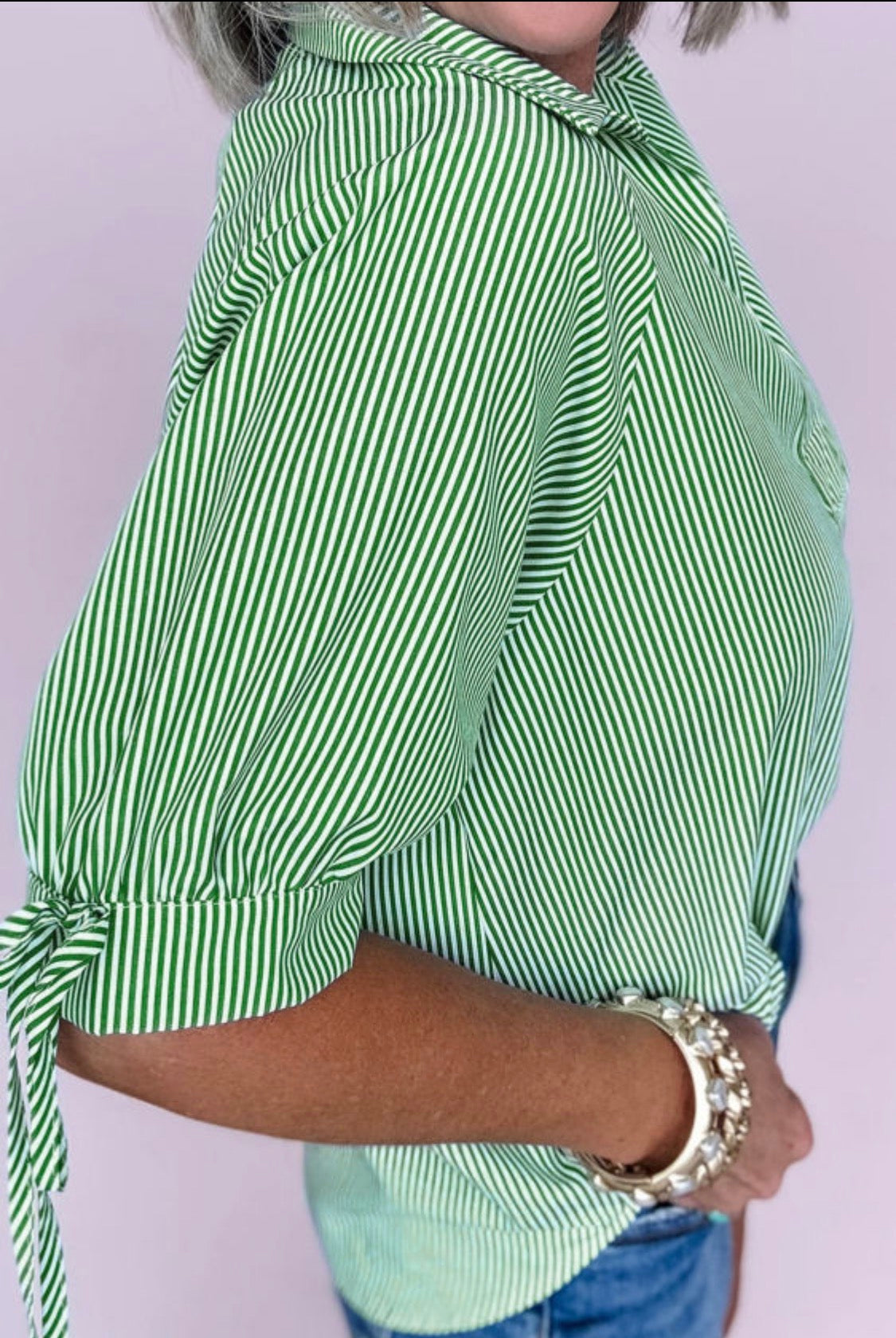 Green striped top