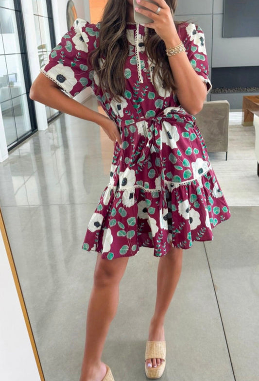 Maroon floral dress