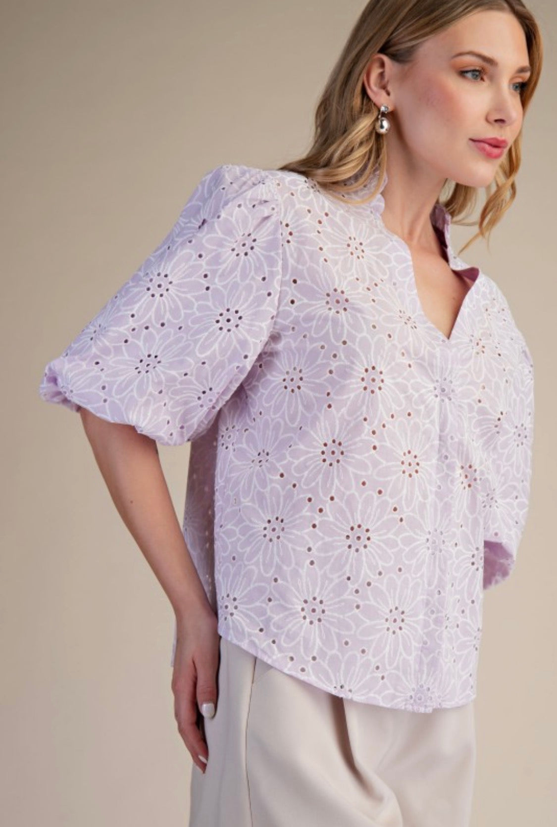 Lavender puff sleeve blouse