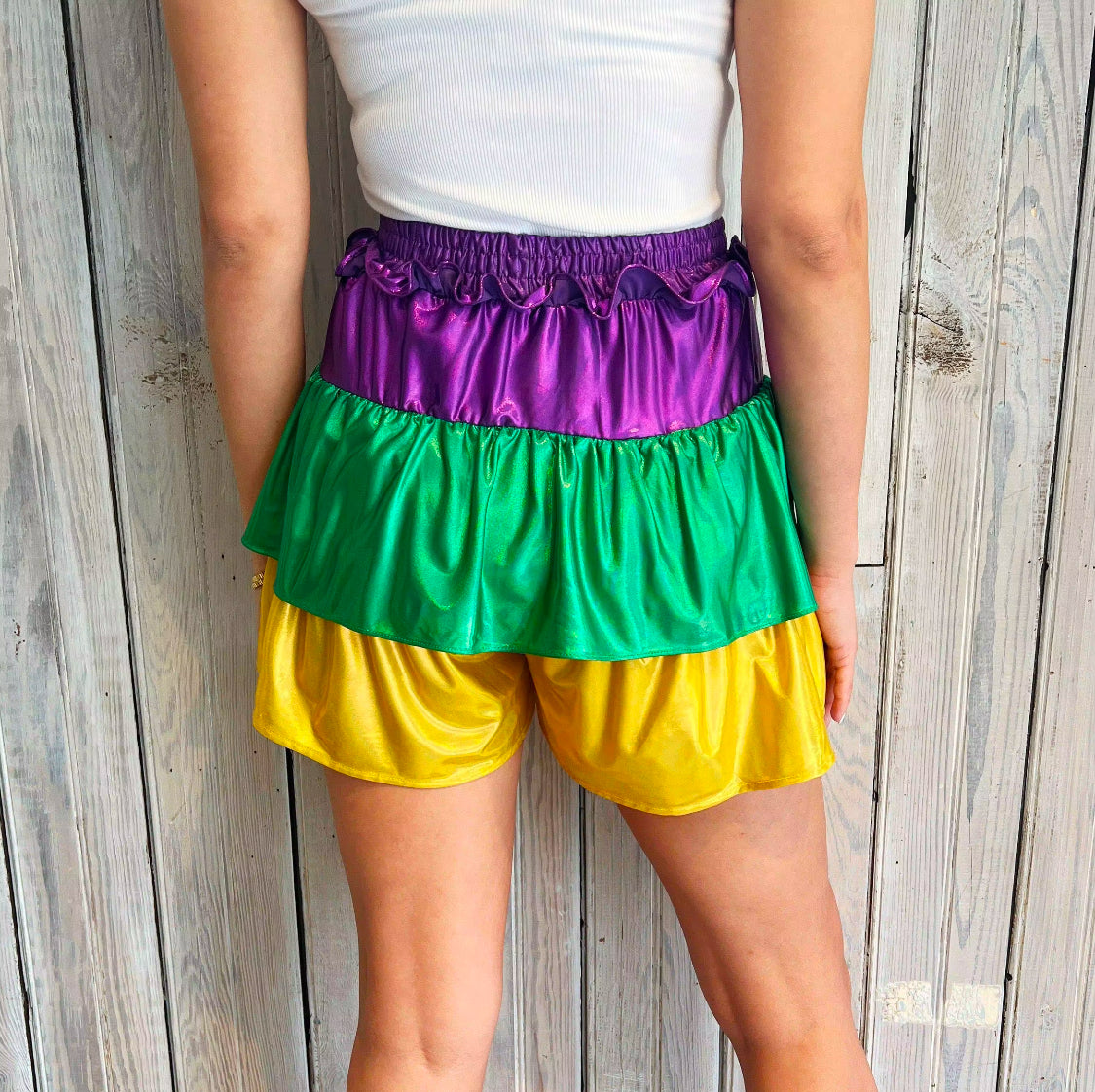 Metallic purple/green/gold short