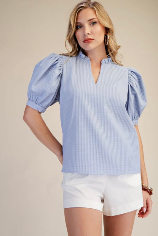 V neck puff sleeve top