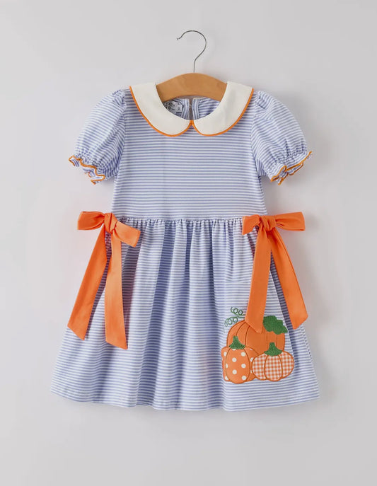 Pumpkin bows girl dress