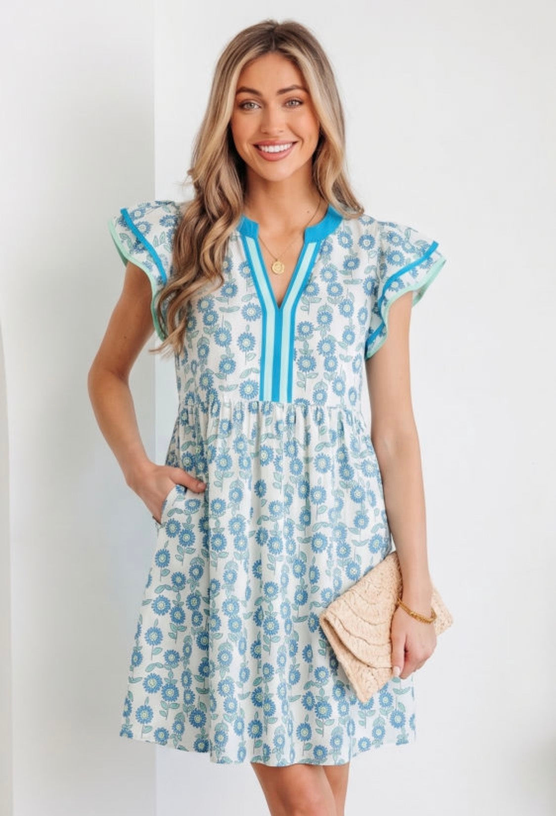 Blue floral dress