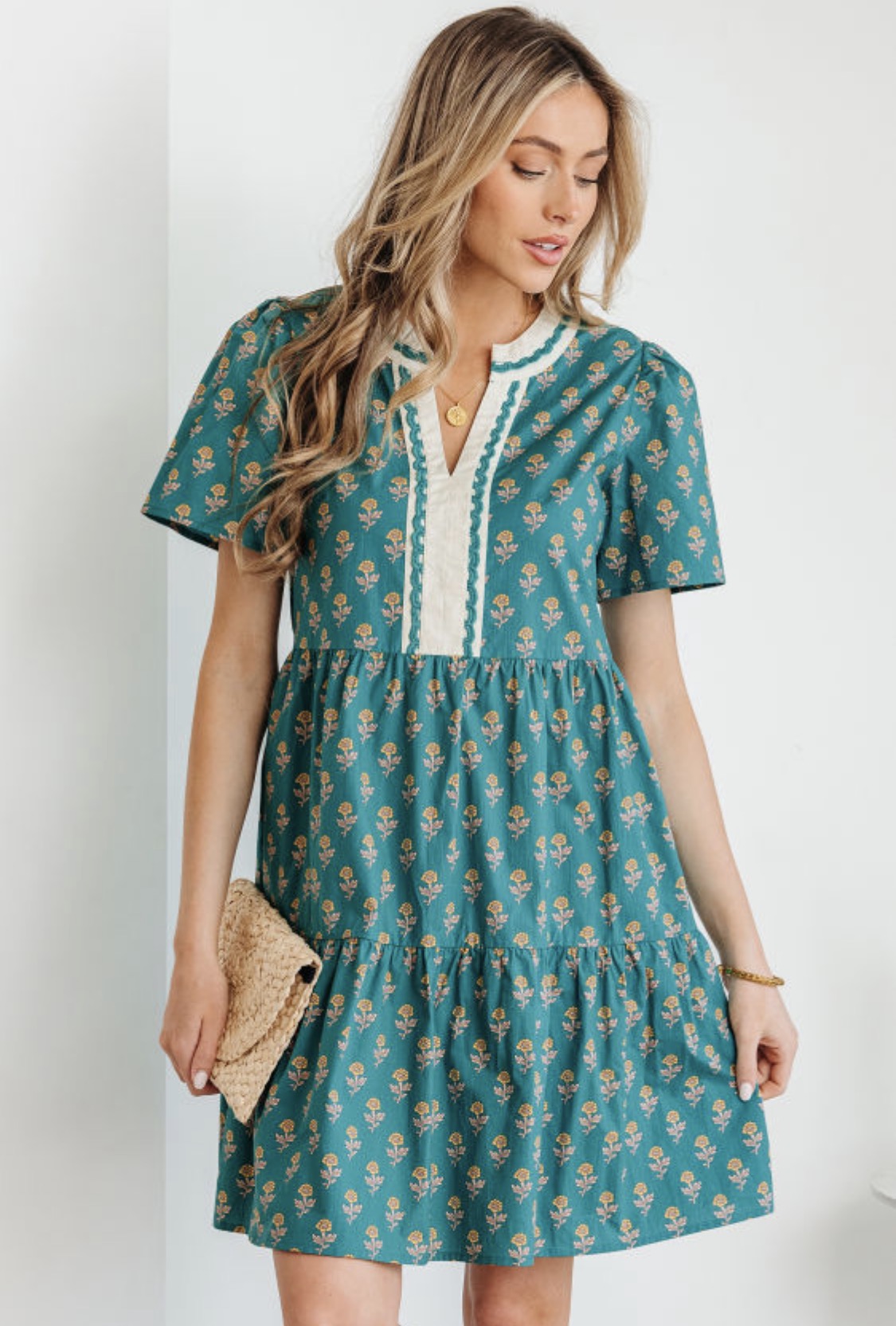 Green floral dress