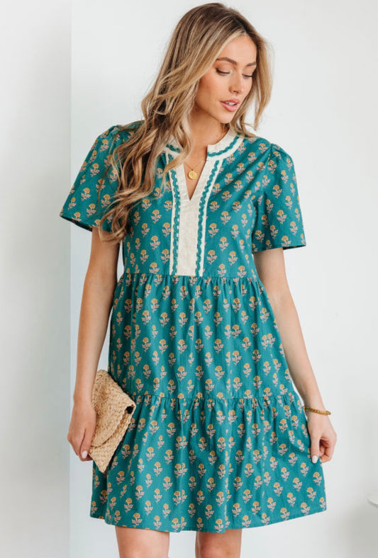 Green floral dress