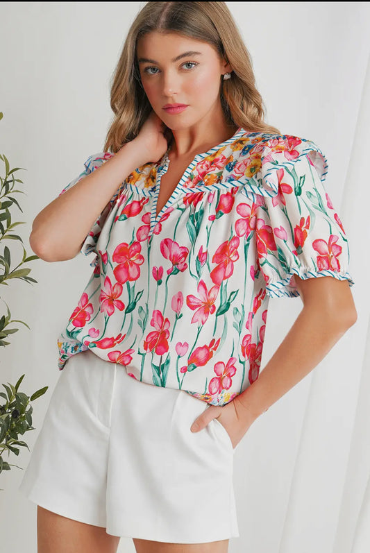 Pink floral top