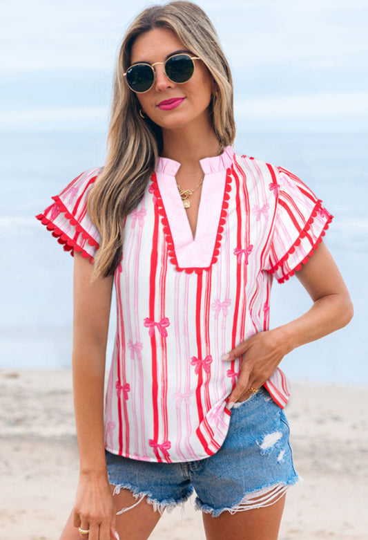 Pink ric rac ruffle top