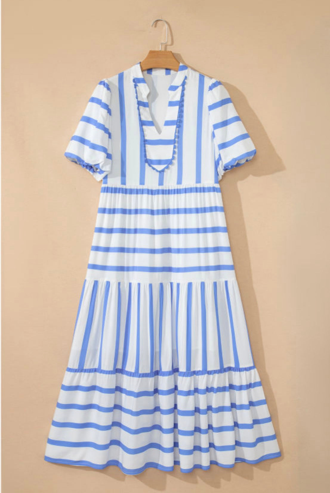 Blue stripes maxi dress