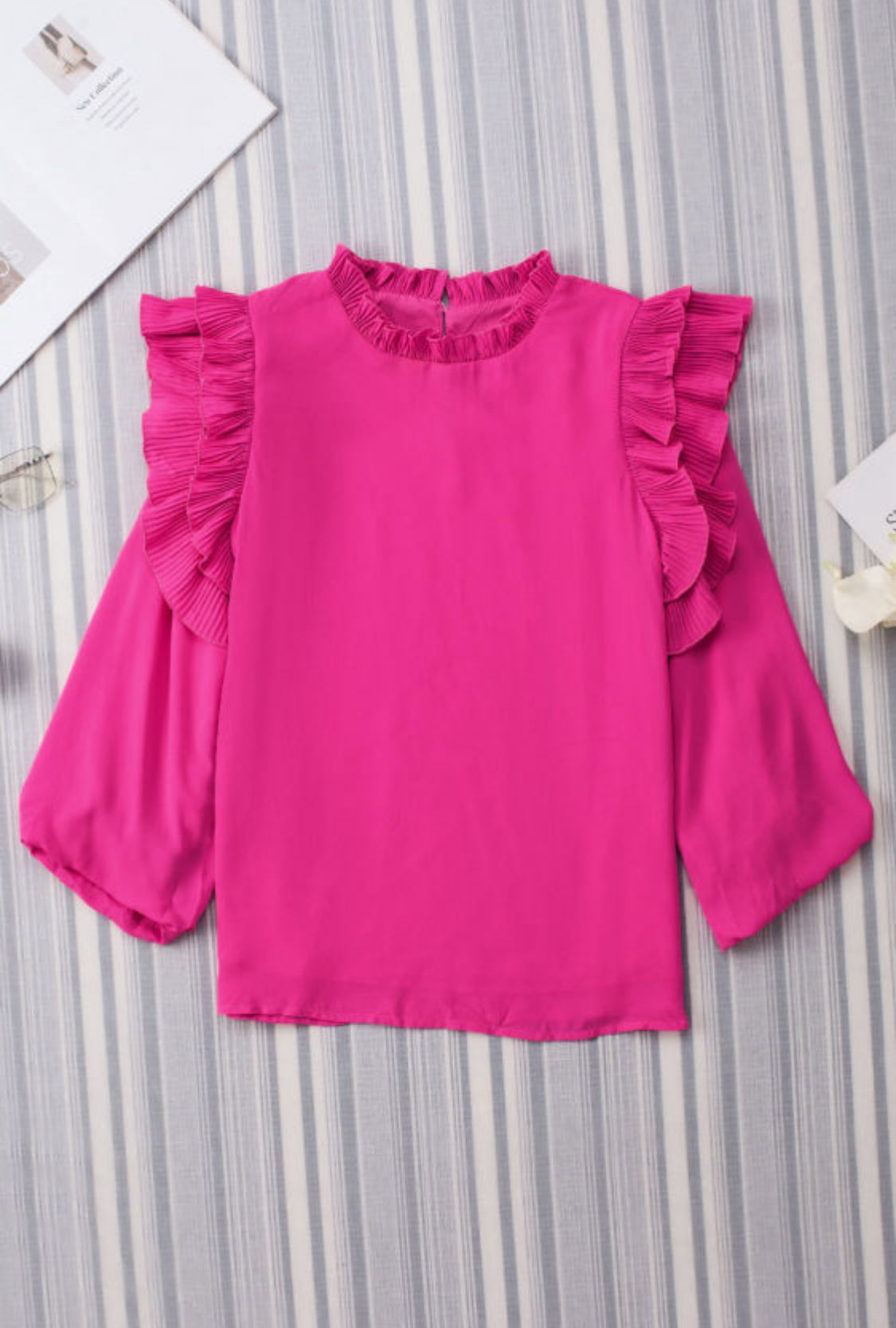 Rose ruffle blouse