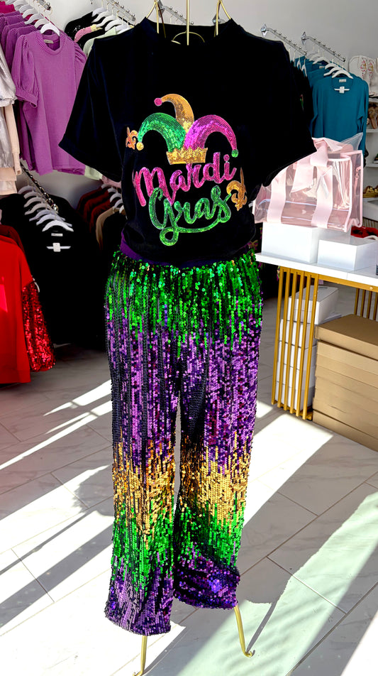 Sequin green/gold/purple pant